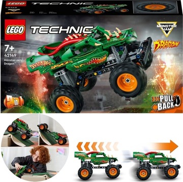 LEGO TECHNIC MONSTER JAM DRAGON 42149 NA PREZENT ZABAWKA DLA DZIECI POJAZD