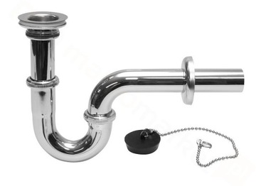 Syfon do umywalki rurowy chrom 32 mm z korkiem