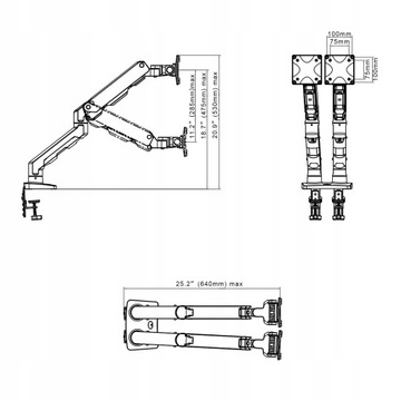 Твердый настольный держатель для двух мониторов с диагональю 27–34 дюйма, механическая пружина!