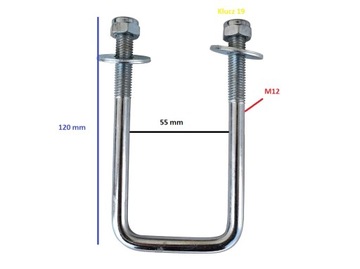 Цилиндр Jażmo M12|55mm|120mm квадратный пружинный зажим для опорного кронштейна CHARIOT