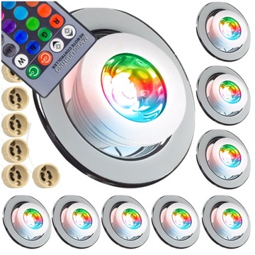 8x ZESTAW OŚWIETLENIOWY LED GU10 RGB Z PILOTEM