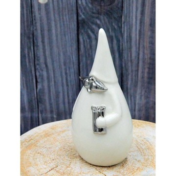 OZDOBA ŚWIATECZNA PORCELANOWA FIGURKA MIKOŁAJ GNOM SKRZAT16CM