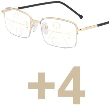 Okulary progresywne wieloogniskowe Dal: 0 bliż +4