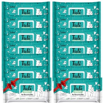 Luba Tuli AQUA 99% Woda nawilżane chusteczki dla dzieci 12+2 gratis