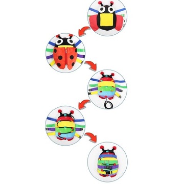 Сенсорная развивающая игрушка с плюшевой пряжкой в ​​виде животного Жук