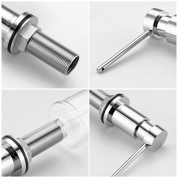 Двусторонний дозатор жидкого мыла, флакон 300 мл и силиконовый шланг длиной 1,25 м, хром.