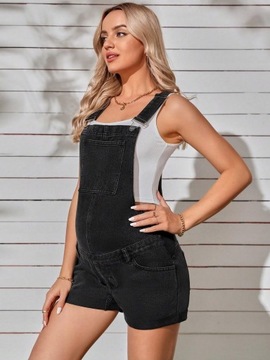 OGRODNICZKI CIĄŻOWE JEANSOWE CASUAL CZARNE SHEIN L