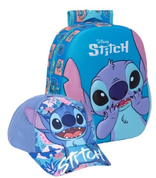 STITCH PLECAK WYCIECZKI DZIECIĘCY MAŁY DISNEY + CZAPKA Z DASZKIEM 52 - 54