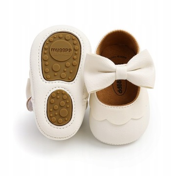 Тапочки для крещения, белые, 06м, r18, экокожа, на липучке