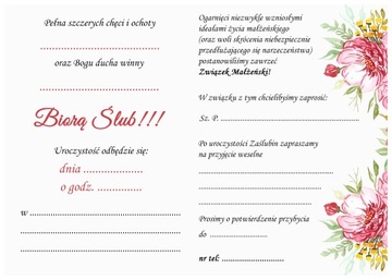 ZAPROSZENIE ŚLUBNE Kwiatowy Ogród Papier 300g