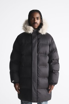 ZARA MAN PIKOWANA KURTKA PUCHOWA PARKA KAPTUR M/L