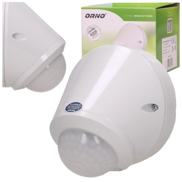 Czujnik Ruchu i Zmierzchu Zewnętrzny LED Regulacja 800W IP65 360° Biały