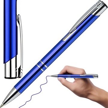 РЕКЛАМНЫЕ МЕТАЛЛИЧЕСКИЕ РУЧКИ АВТОМАТИЧЕСКИЕ СИНИЕ 10 ШТ. СИНИЙ РЕФИЛЛ