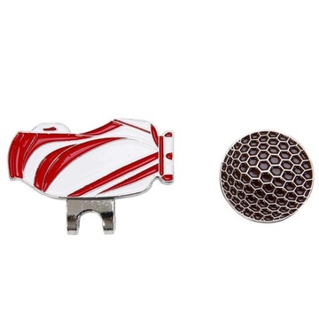 Golf Ball Marker Golf Hat Clip for Cap Belt Tie with Golf Bag Design, Red