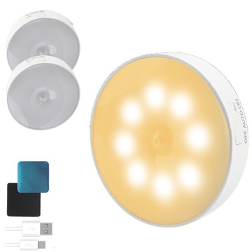 3 x LAMPKA NOCNA LED Z CZUJNIKIEM RUCHU ŚCIENNA ŚWIATŁA LAMPY BEZPRZEWODOWA