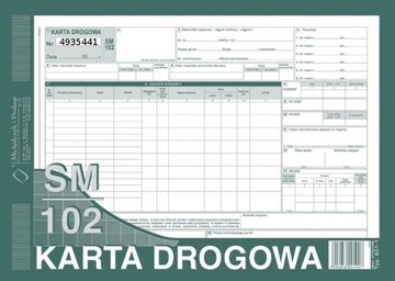 Karta drogowa numer SM/102 samochód ciężarowy A4