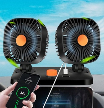 MOCNY WIATRAK WENTYLATOR SAMOCHODOWY 12V- USB