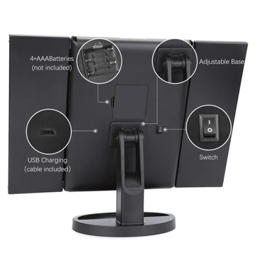 Складное зеркало для макияжа со светодиодной подсветкой 3 складных 1X 2X 3X настольный туалетный столик Mir