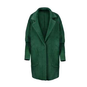 ПАЛЬТО АЛЬПАКА, ШЕРСТЯНОЙ ВОРОТНИК, БУТЫЛОЧНО-ЗЕЛЕНЫЙ ЦВЕТ