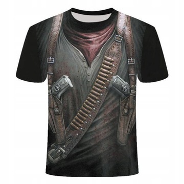 T-SHIRT MĘSKI KOSZULKA 3D MOTOCYKLOWA CZASZKA