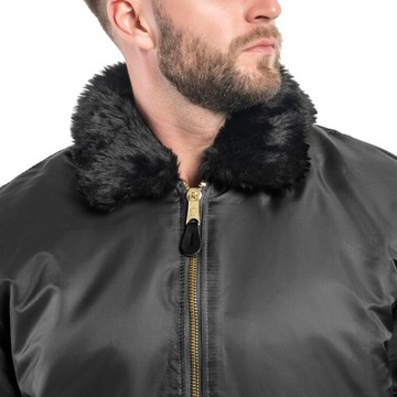 Kurtka Pilotka Wojskowa Brandit MA2 Fur Collar - Czarna M