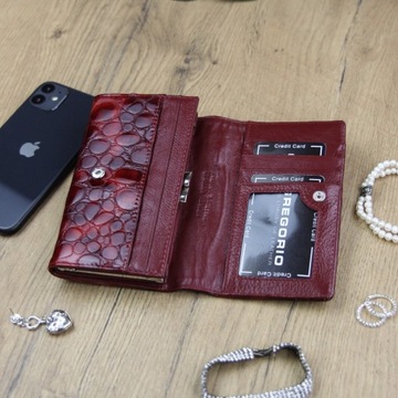 КРАСКА. КОЖАНЫЙ ЖЕНСКИЙ КОШЕЛЕК С ЗАЩЕЛКОЙ + BIGIEL