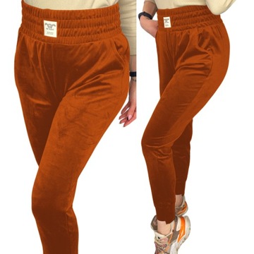 spodnie dresowe welurowe legginsy damskie lampas plus size 3XL/4XL 0170 ru