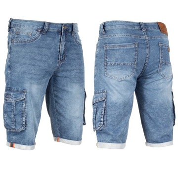 Krótkie spodnie męskie W:46 124 CM spodenki jeans bojówki kieszenie