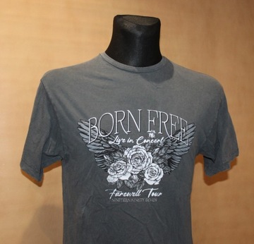 T-shirt szary muzyczny koszulka BORN FREE New Look rozm. M/L