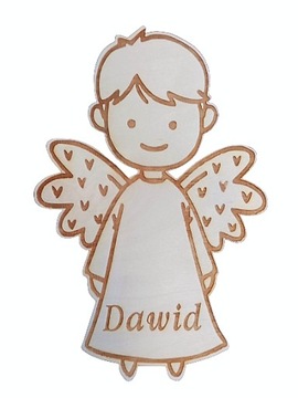 Anioł stróż drewniany grawer 20cm Komunia Chrzest