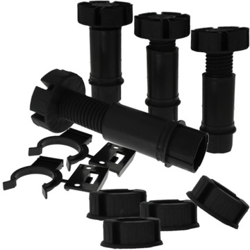 NOGA NÓŻKA MEBLOWA H100 ZESTAW 4szt+2x KLIPS do COKOŁÓW DO NÓŻKI REGULACJA