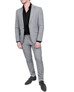 Garnitur Męski Elegancki Slim Fit w Pepitkę – Biało-Czarny - 50