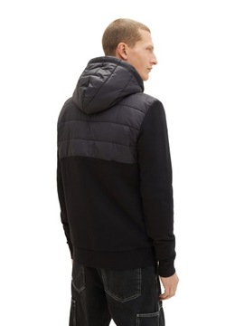 Kurtka Tom Tailor hooded fabric mix sweat jacket r. L Black