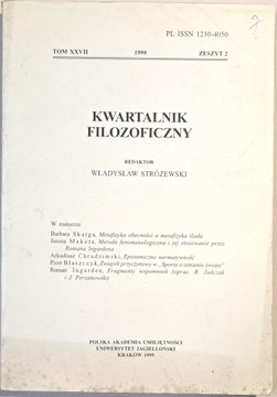 KWARTALNIK FILOZOFICZNY XXVII 1999