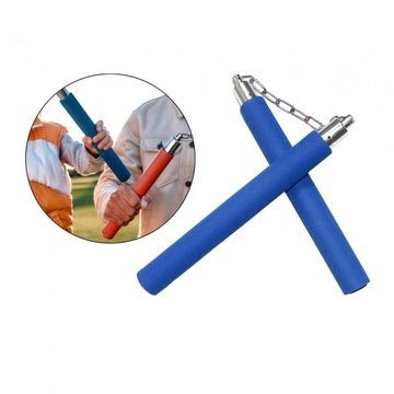 Nunczaki treningowe z pianki Wygodny uchwyt ze sznurkiem Nunchakus w kolorze chińskim niebieskim
