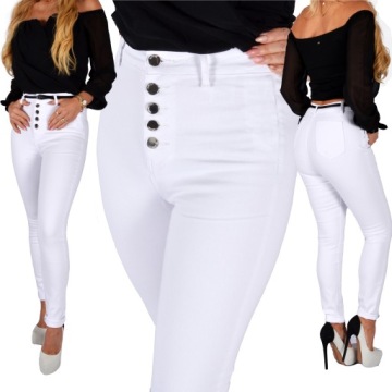 Spodnie Jeansy Wysoki Stan Jeansowe Push-Up Skinny