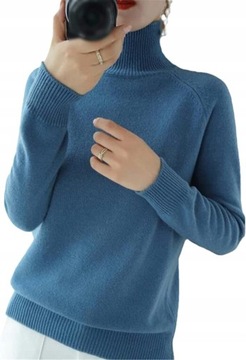 Elegancki Modny Golf Damski Sweter Długi Rękaw