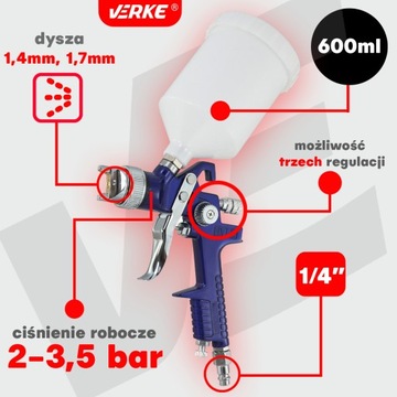 КРАСКУ-ПИСТОЛЕТ ДЛЯ ПОКРАСКИ 2 ФОРСУНКИ HVLP 600ML 1,4 мм 1,7 мм