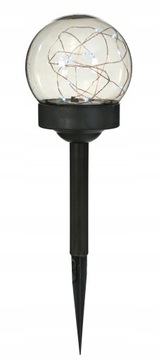 Lampa SOLARNA ogrodowa kula czarna dymiona 34 cm plastikowa wbijana