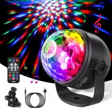 ŚWIATŁA DYSKOTEKOWE LAMPA LED PROJEKTOR RÓŻNE KOLORY OBRACANY PILOT 360°
