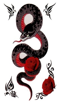 Tatuaże realistyczne tymczasowe zmywalne wąż róża
