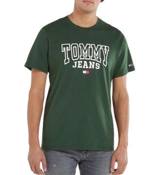 Tommy Jeans T-shirt męski DM0DM16831 zielony Regular Fit roz. L