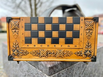 Drewniany Backgammon - Wzór Szachy