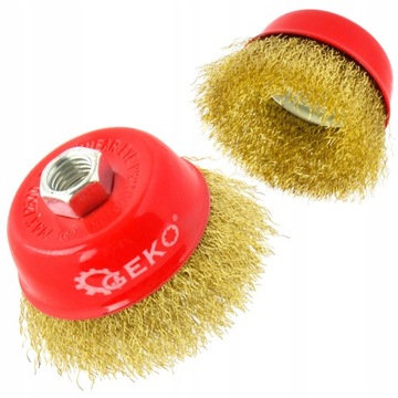 ЩЕТКА GEKO ЛАТУННАЯ ПЕРЕДНЯЯ ПРОВОЛОЧНАЯ, ГОФРИРОВАННАЯ, РЕЗЬБА M14 75MM/3