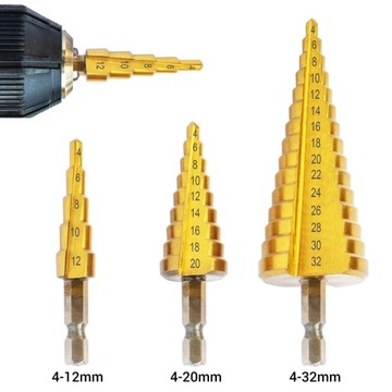 НАБОР 3X СТУПЕНЧАТОГО КОНУСНОГО СВЕРЛА 4-32 ММ РОЖДЕСТВЕНСКАЯ ЕЛКА ДЛЯ ЛИСТОВОГО МЕТАЛЛА