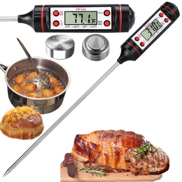 TERMOMETR SZPILKOWY KUCHENNY WYŚWIETLACZ LCD Z SONDĄ DO MIĘSA CIASTA