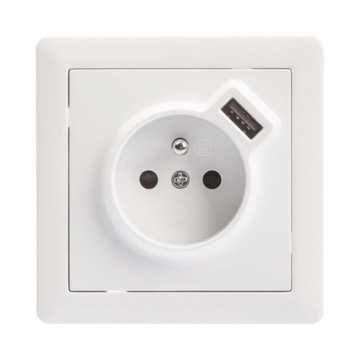 Gniazdo pojedyncze SLIM Z USB Biały LEXMAN
