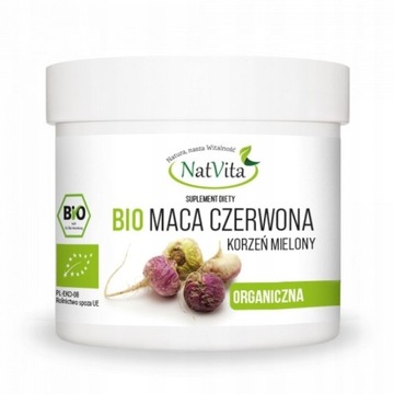 Maca BIO RAW Czerwona Ekologiczna Mielona Sprawność Energia 100g NatVita