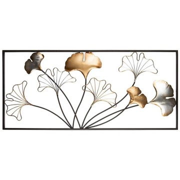 DEKORACJA ŚCIENNA ZŁOTA GRAFITOWA LIŚCIE 100x45cm