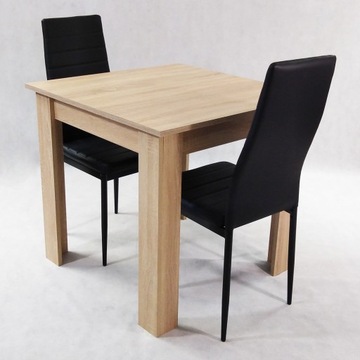 Комплект стола Modern 80х80 и 2-х стульев Nice черного цвета.